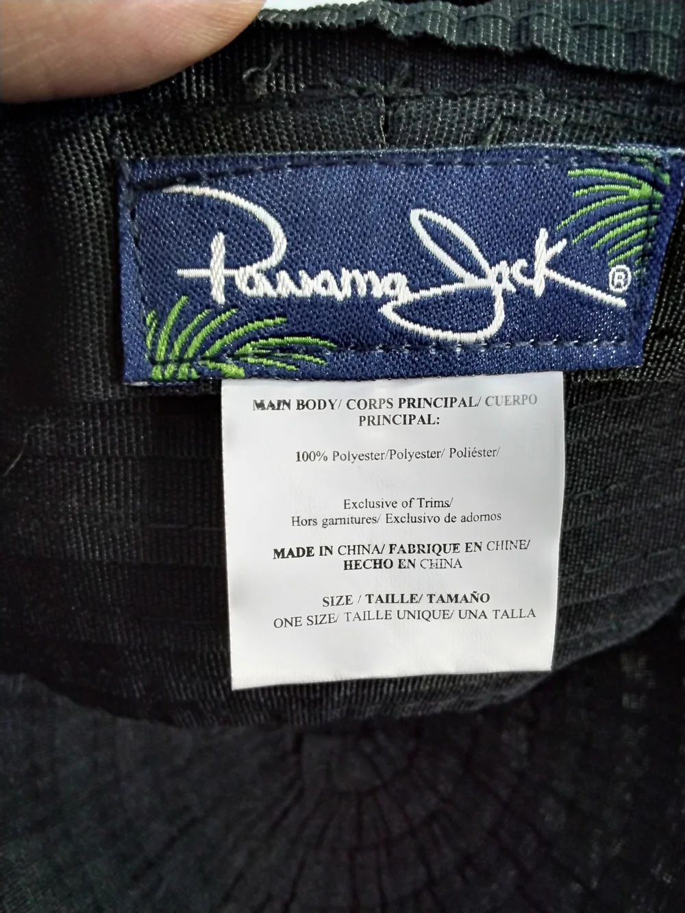Panama Jack Black Wide-Brim Sun Hat with Decorative Band